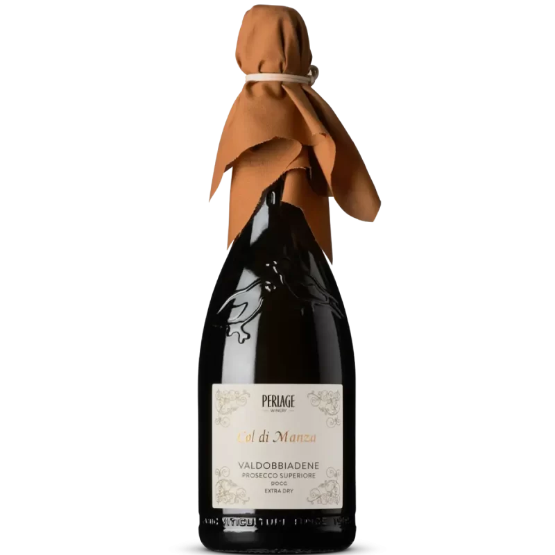 Bottiglia di Perlage Valdobbiadene Prosecco Superiore DOCG, vino biologico extra dry.