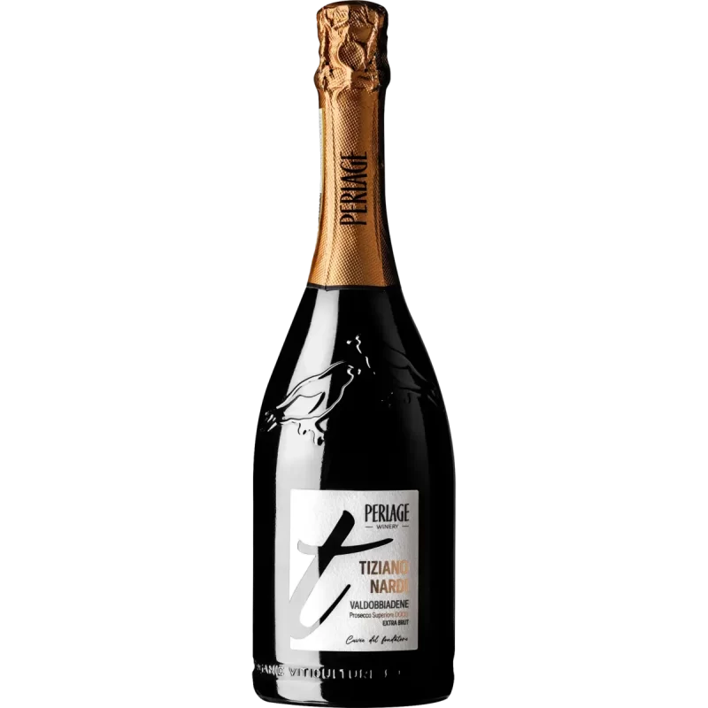 Bottiglia di Prosecco DOCG Perlage Valdobbiadene, vino biologico dalla qualità superiore.