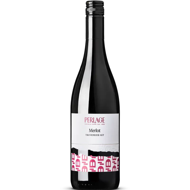 Bottiglia di Merlot bio Perlage, Trevenezie IGT, vitivinicoltura sostenibile.