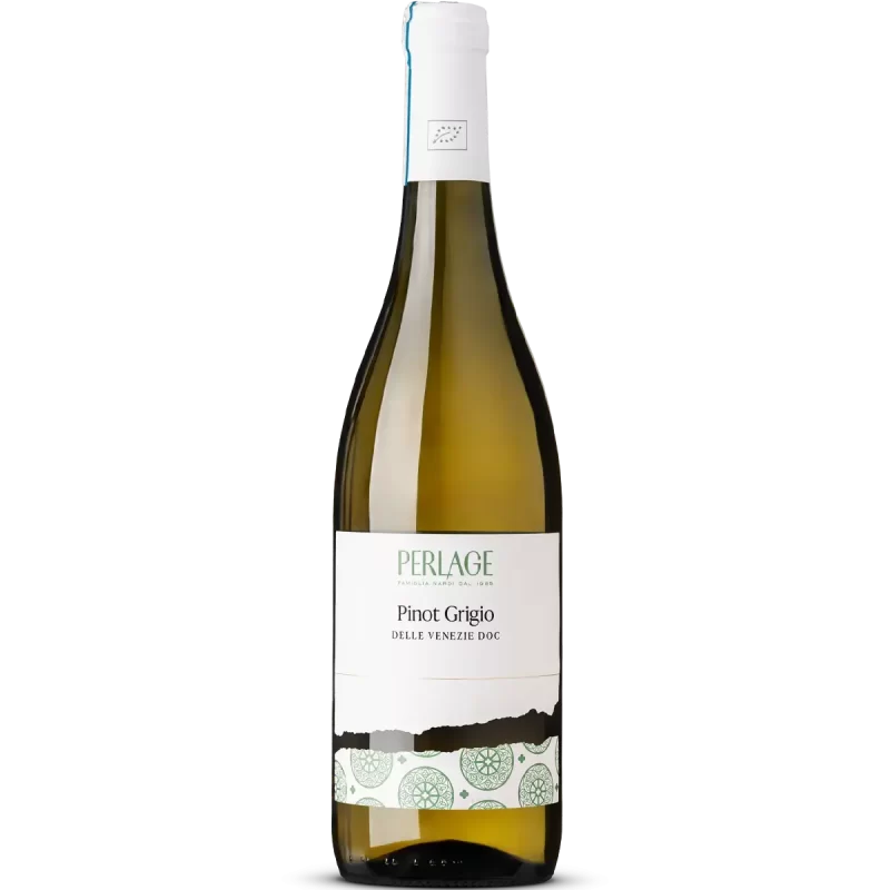 Bottiglia di Pinot Grigio Perlage, vino biologico delle Venezie DOC, connessione naturale e autentica.