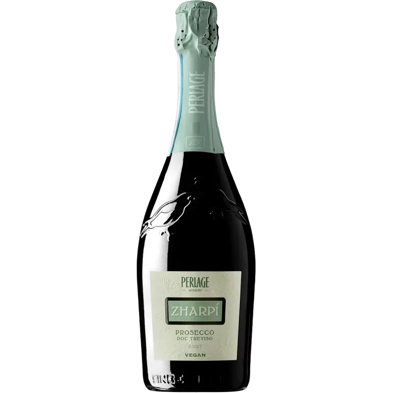 Bottiglia di Prosecco DOC Treviso vegan e biologico di Perlage, esempio d'eccellenza vinicola sostenibile.
