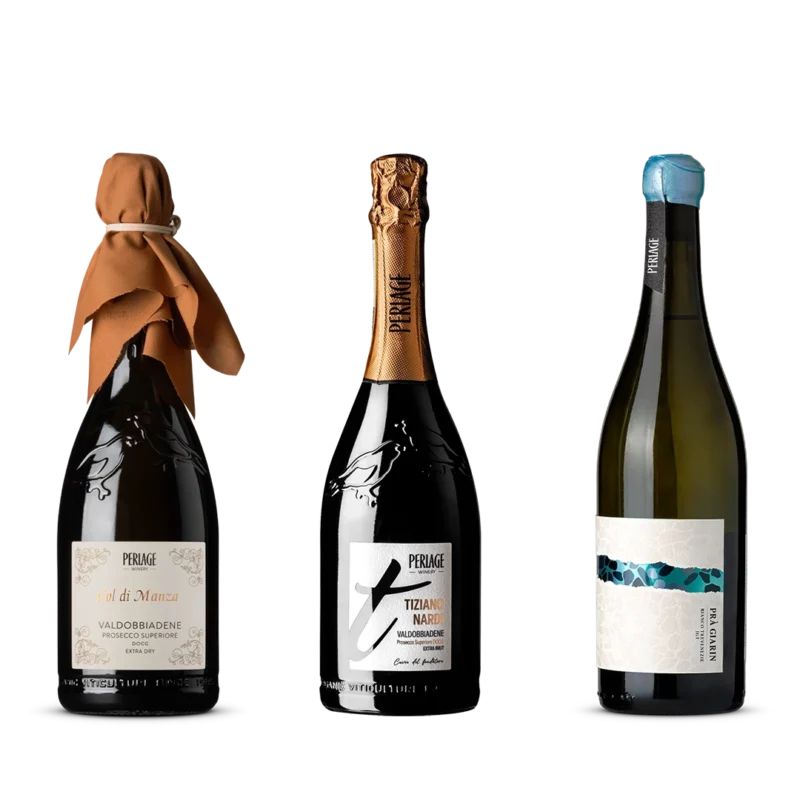 Bottiglie di Prosecco DOCG Perlage, vini biologici di Conegliano Valdobbiadene.