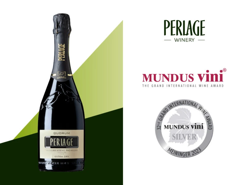 perlage-v-come-vegani Bottiglia di Prosecco DOCG Perlage premiato, simbolo del vino biologico di Conegliano Valdobbiadene.