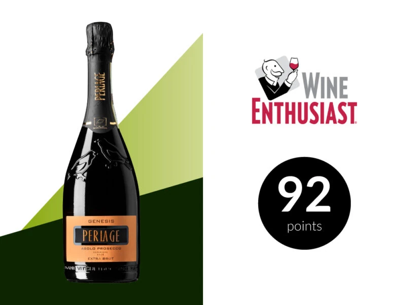 perlage-v-come-vegani Bottiglia di Perlage Asolo Prosecco DOCG Extra Brut, valutata 92 punti da Wine Enthusiast.
