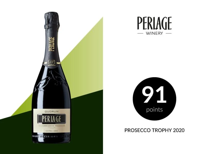 perlage-v-come-vegani Prosecco DOCG Valdobbiadene Extra Dry di Perlage, 91 punti. Vino biologico premiato.