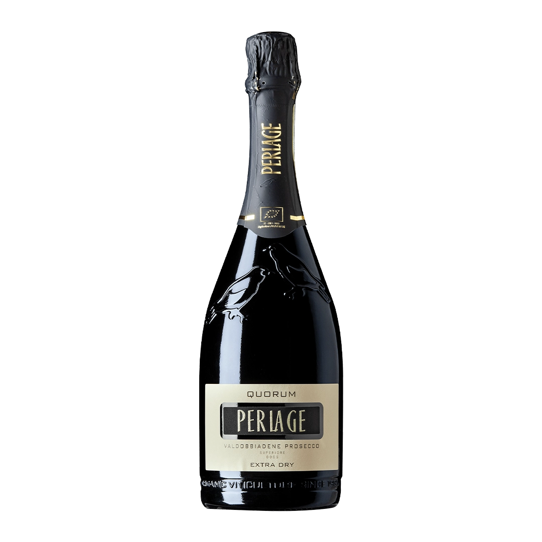 Bottiglia di Prosecco DOCG Valdobbiadene biologico Perlage, elegante e sostenibile.